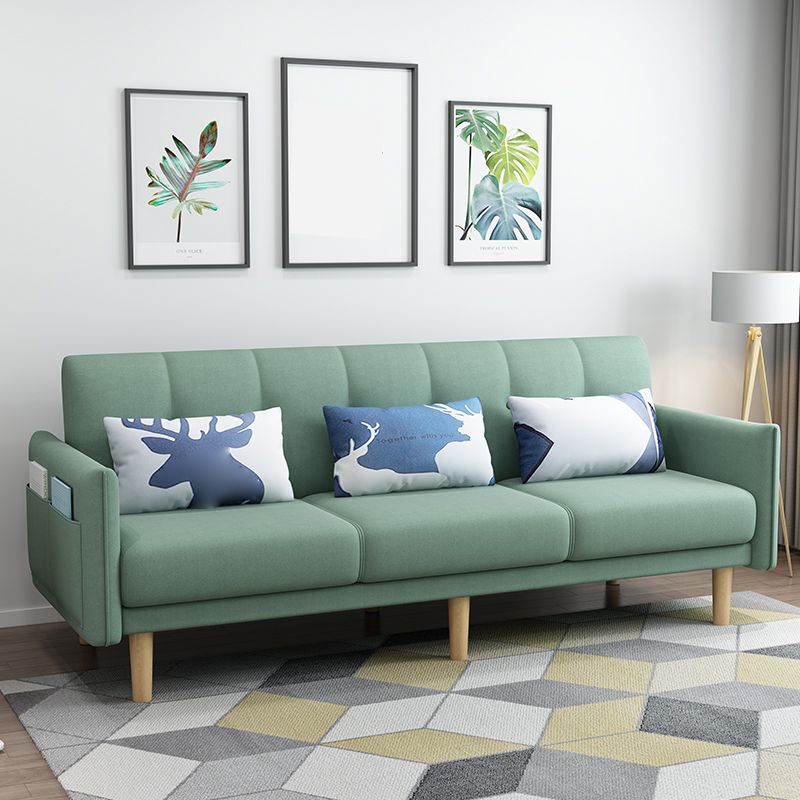 Square Arm with Cotton Blend 25.98" W Convertible Sleeper Sofa for Apartment. Clearhalo 'furn' 'furn_sofas' 'Furniture' 'furniture_sofas' 'kitchen' 'kitchen_sofas' 'Living Room Furniture' 'Sofa' 'sofas' 1200x1200_c199e77c-3bed-4b72-89a1-eb558b1404e7
