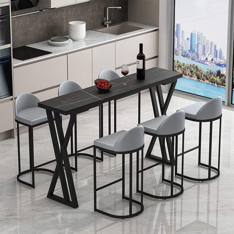 Contemporary Stone Top Bar Counter Rectangle Bar Counter with Sled Base Clearhalo 'Bar Furniture' 'Bar Tables' 'bar_tables' 'furn' 'furn_bar_tables' 'Furniture' 'furniture_bar_tables' 'Kitchen & Dining Furniture' 1200x1200_c199ea19-62cf-4154-9a1a-72712b76aaf0