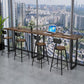 Juego de barra rectangular contemporáneo, mesa de mostrador de madera maciza de 1/3 piezas con taburetes de metal