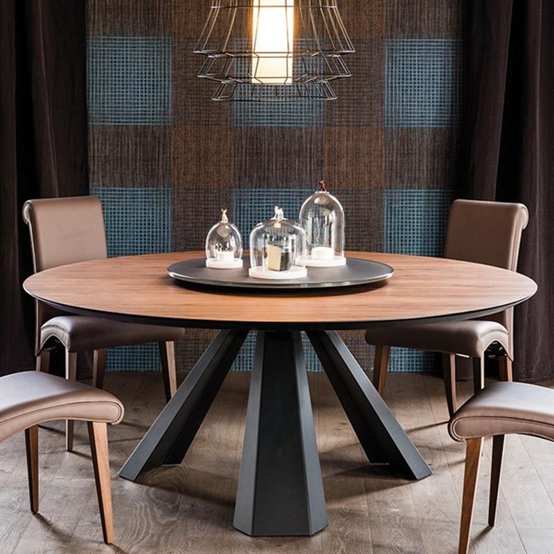 Wood Modern Round Dining Table Brown Pedestal Table without Turntable Clearhalo ' dining_table' 'Dining Tables & Seating' 'Dining Tables' 'Furniture' 'furniture_dining_table' 'Kitchen & Dining Furniture' 'kitchen&dining_furn' 'kitchen' 'kitchen_dining_table' 1200x1200_c1a0a4cd-af4e-4fee-9843-f49df79e3723