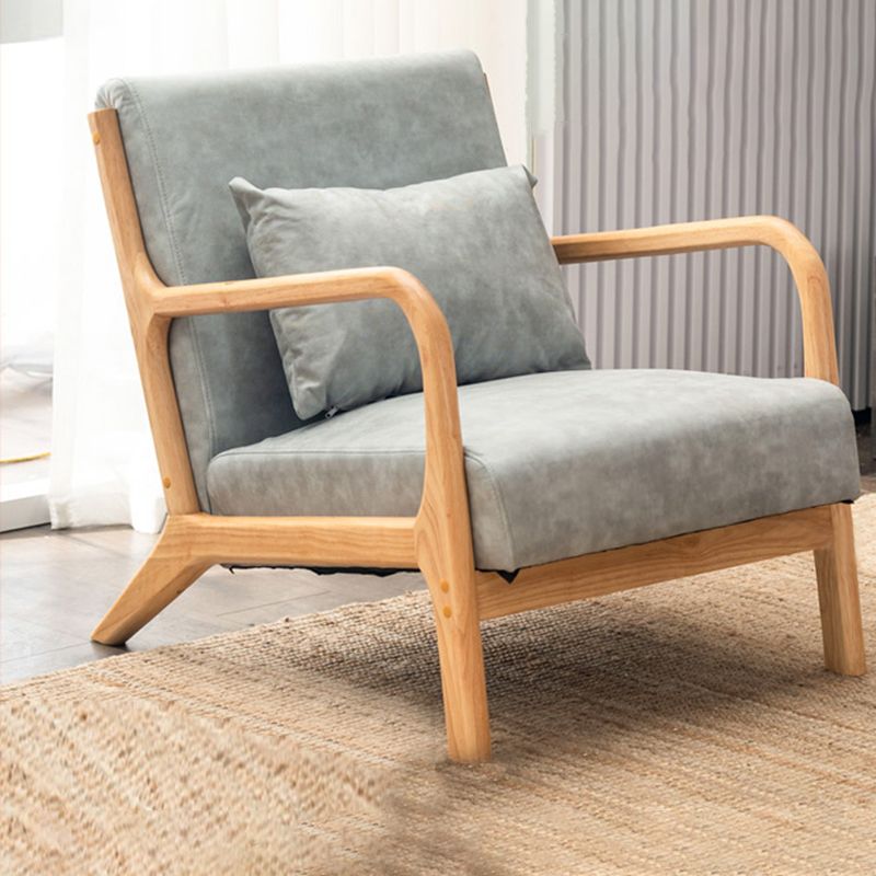 31"L x 29.5"W x 14"H Arm Chair Solid Wood Upholstered Accent Chair in Gray/ Blue/ Beige Clearhalo 'Accent Chairs' 'accent_chairs' 'Chairs & Seating' 'furn' 'furn_accent_chairs' 'Furniture' 'Living Room Furniture' 1200x1200_c1a183ad-25a7-4ffc-bd87-c893f5d3fe77