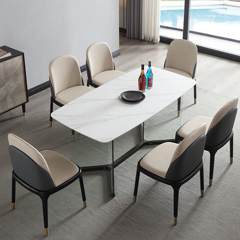 Designer Style Sintered Stone Dining Set Rectangle 1/2/5/7 Pieces Dining Room Table Set Clearhalo 'Dining Room Sets' 'Dining Tables & Seating' 'dining_room_set' 'furn' 'furn_dining_room_set' 'Furniture' 'furniture_dining_room_set' 'Kitchen & Dining Furniture' 1200x1200_c1a1ffca-11a2-4ed8-8a58-609c9dc07d9c
