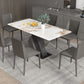 Mesa de comedor industrial de piedra sinterizada Mesa rectangular con base de pedestal de metal