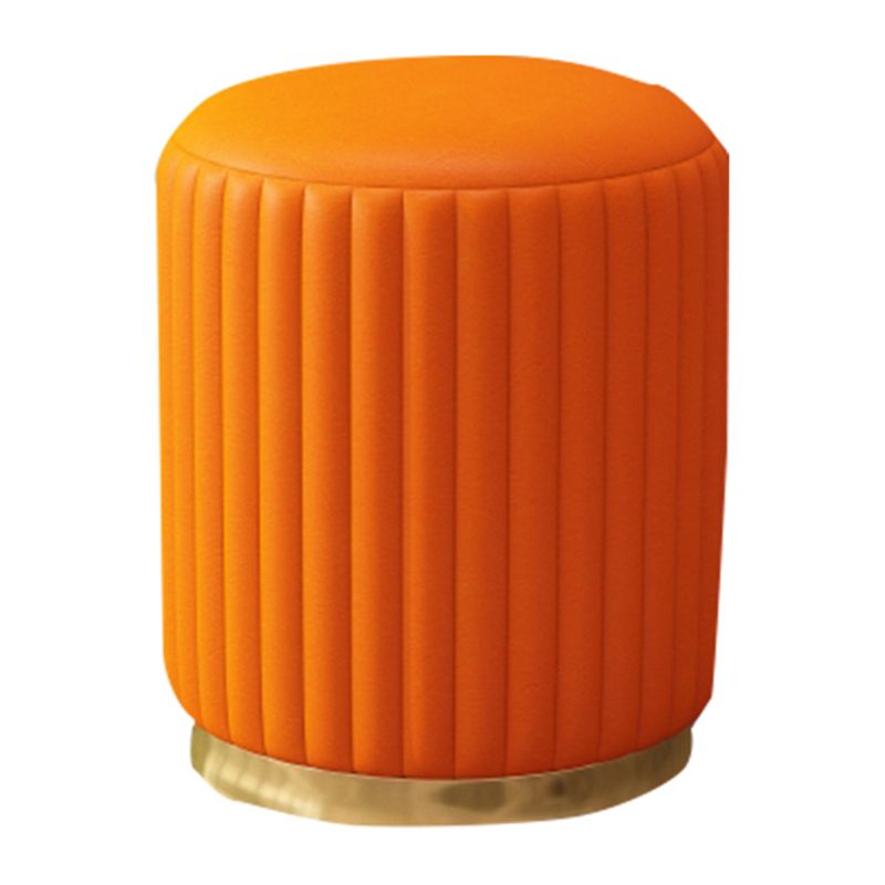 Contemporary Pouf Ottoman Faux Leather Upholstered Solid Wood Frame Round Ottoman Clearhalo 'furn' 'furn_ottomans_poufs' 'Furniture' 'Living Room Furniture' 'Ottomans & Poufs' 'ottomans_poufs' 1200x1200_c1a420c5-b55b-49ce-b8c3-ce9b67cae8e7