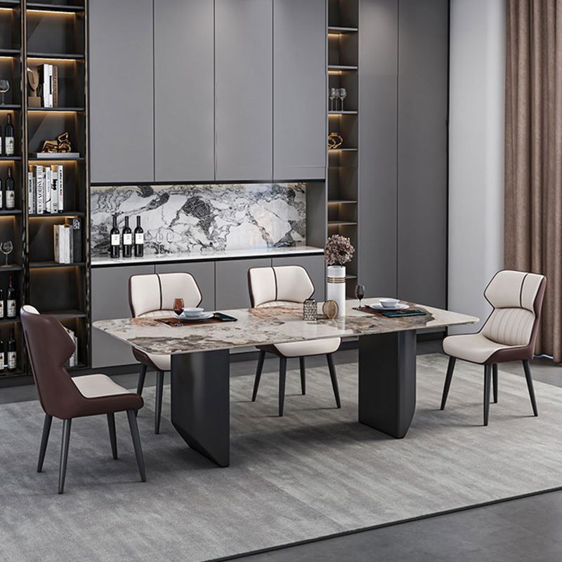 Modern 1/2/5/7 Pieces Dining Set Sintered Stone Dining Table with Leather Chairs Clearhalo 'Dining Room Sets' 'Dining Tables & Seating' 'dining_room_set' 'furn' 'furn_dining_room_set' 'Furniture' 'furniture_dining_room_set' 'Kitchen & Dining Furniture' 1200x1200_c1a49d8c-57a9-4272-a011-bd8b1b84013d
