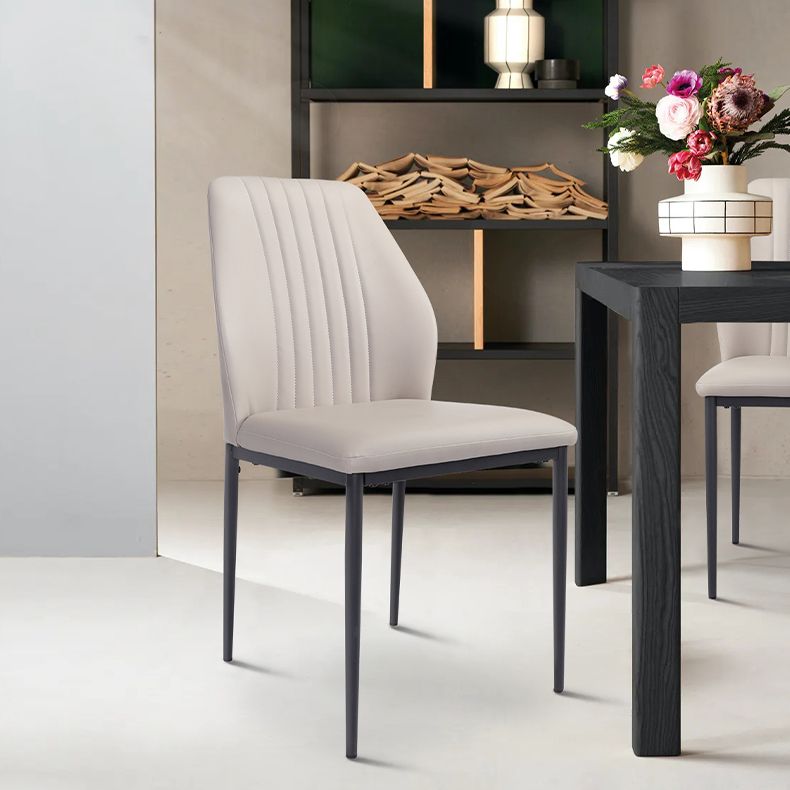 Scandinavian Style Leather Dining Chairs Solid Back Armless Dining Chairs for Kitchen (Set of 2) Clearhalo ' kitchen&dining_furn' 'Dining Chairs' 'Dining Tables & Seating' 'dining_chair' 'furn' 'furn_dining_chair' 'Furniture' 'furniture_dining_chair' 'Kitchen & Dining Furniture' 'kitchen' 1200x1200_c1a54b3f-a9c0-400b-9589-400dcd1cb609