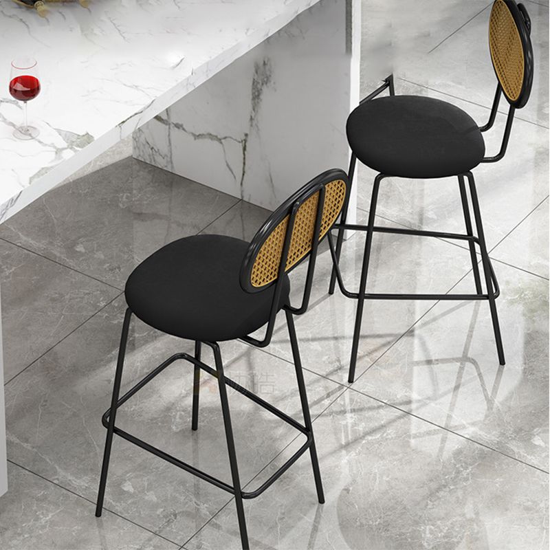 Nordic Rattan Low Back Barstool Simple Indoor Tall Stool with Upholstered Clearhalo 'Bar Furniture' 'Bar Stools' 'bar_stools' 'furn' 'furn_bar_stools' 'furniture_bar_stools' 'Kitchen & Dining Furniture' 'kitchen&dining_furn' 'kitchen' 'kitchen_furn' Furniture' 1200x1200_c1a6e469-dca1-4a28-b4db-81054e2c2977