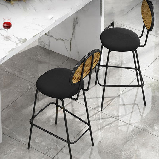 Nordic Rattan Low Back Barstool Simple Indoor Tall Stool with Upholstered Clearhalo 'Bar Furniture' 'Bar Stools' 'bar_stools' 'furn' 'furn_bar_stools' 'furniture_bar_stools' 'Kitchen & Dining Furniture' 'kitchen&dining_furn' 'kitchen' 'kitchen_furn' Furniture' 1200x1200_c1a6e469-dca1-4a28-b4db-81054e2c2977