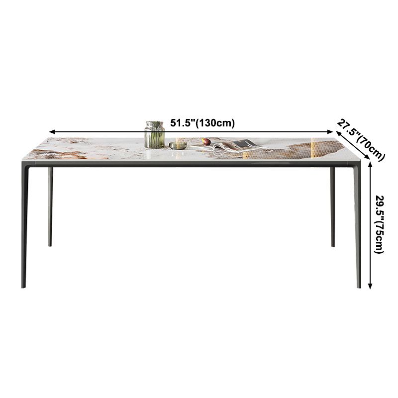 Metal Contemporary Rectangular Table White Sintered Stone Dining Table with Metal Legs Clearhalo ' dining_table' 'Dining Tables & Seating' 'Dining Tables' 'furn' 'furn_dining_table' 'Furniture' 'furniture_dining_table' 'Kitchen & Dining Furniture' 'kitchen&dining_furn' 'kitchen' 'kitchen_dining_table' 1200x1200_c1a70f17-21fe-46b2-b5ed-b94cf6343d10