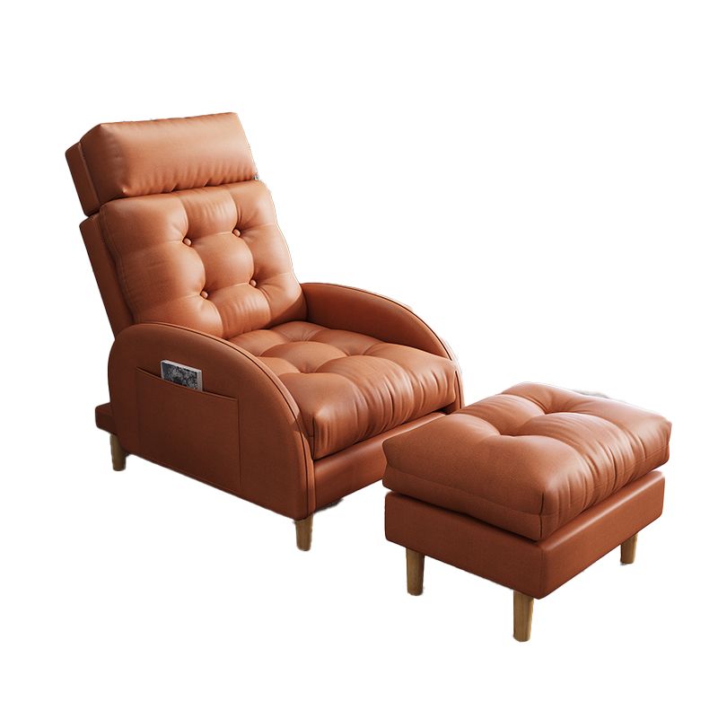 Contemporary Bonded Leather Tufted Cushions with Ottoman Lounge Accent Chair Clearhalo 'Accent Chairs' 'accent_chairs' 'Chairs & Seating' 'furn' 'furn_accent_chairs' 'Furniture' 'Living Room Furniture' 1200x1200_c1a745ca-f833-4eea-afaf-8983132d85f2