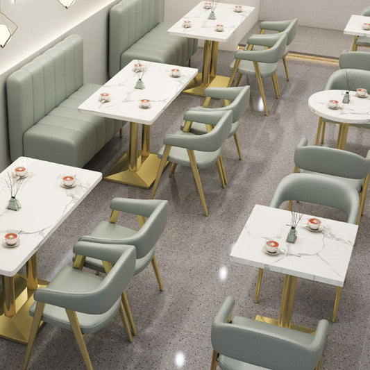 Sedia da pranzo imbottita glam sedia da pranzo aperta con gambe in metallo