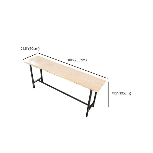 Metal 41.3-inch Bar Table Rectangular Wood Top Bistro Pub Table with Black Base Clearhalo 'Bar Furniture' 'Bar Tables' 'bar_tables' 'furn' 'furn_bar_tables' 'Furniture' 'Kitchen & Dining Furniture' 1200x1200_c1ab554b-4b4f-4c75-93ae-6afbdeec4392