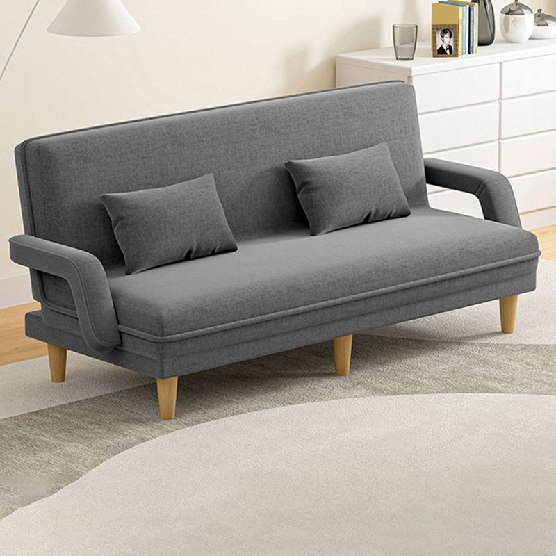 Scandinavian Removable Cushions Fabric Square Arms Futon Sleeper Sofa Bed Clearhalo 'furn' 'furn_futons' 'Furniture' 'Futons & Daybeds' 'Futons' 'Living Room Furniture' 1200x1200_c1acdaf3-6175-4473-b4ef-6c34874158e9