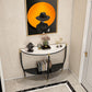 Glam Half Moon Accent Table Iron Sofa Console Table for Hall