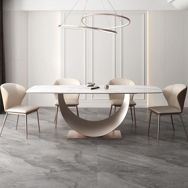 Modern Sintered Stone Top Dining Set Rectangle 1/4/5/6 Pieces Dining Room Table Set Clearhalo 'Dining Room Sets' 'Dining Tables & Seating' 'dining_room_set' 'furn' 'furn_dining_room_set' 'Furniture' 'furniture_dining_room_set' 'Kitchen & Dining Furniture' 1200x1200_c1adc225-1cfa-4d0a-9963-7642bc5a16f4