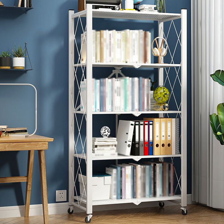 Industrial Folding Etagere Bookshelf Metal Open Bookshelf with Caster Wheels Clearhalo 'Bookcases' 'furn' 'furn_bookcases' 'Furniture' 'furniture_bookcases' 'kitchen' 'kitchen_bookcases' 'Living Room Furniture' 'Office Furniture' 1200x1200_c1af8717-fd9f-4c76-8471-50a9ca542265
