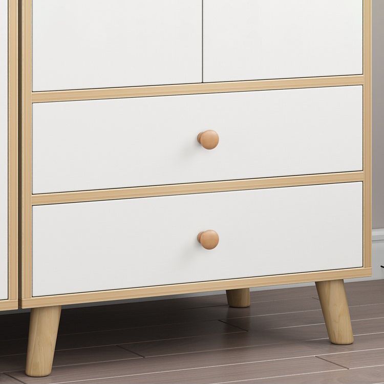 Bedroom Hinged Door Wardrobe with Wooden Legs Modern Cabinet with Clothes Rail Clearhalo 'Armoires & Wardrobes' 'armoires_wardrobes' 'Bedroom Furniture' 'furn' 'furn_armoires_wardrobes' 'Furniture' 1200x1200_c1af9929-4f38-460a-885f-ead385324aaa