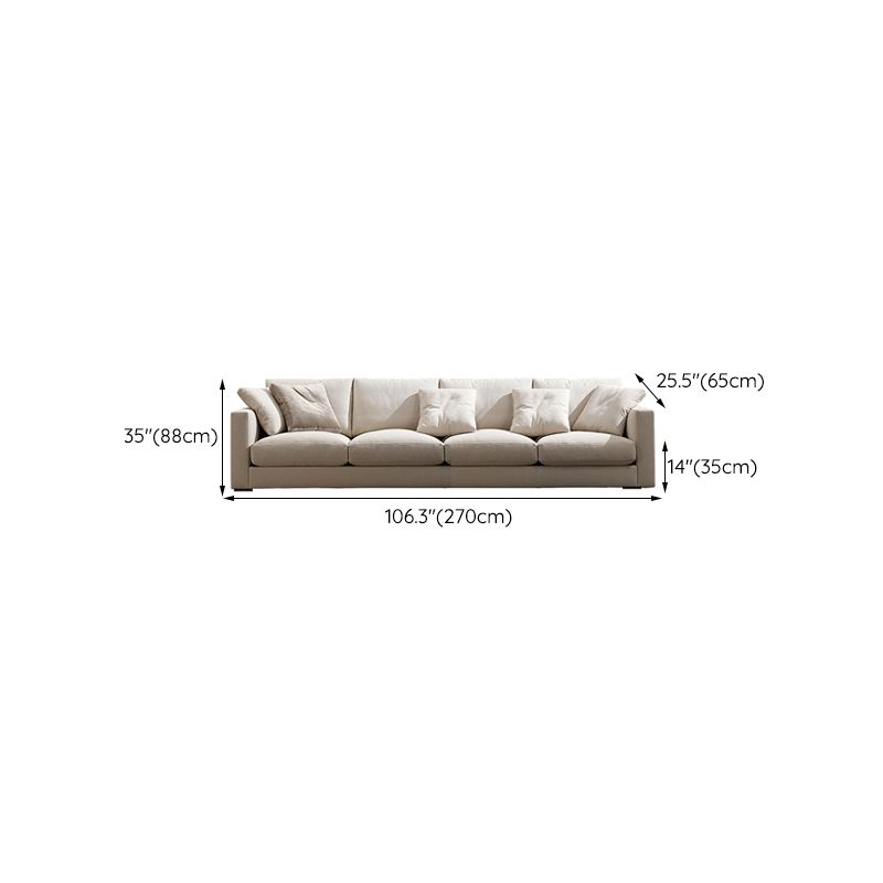 Canapé de bras carré standard avec oreillers siège en beige pour l'appartement