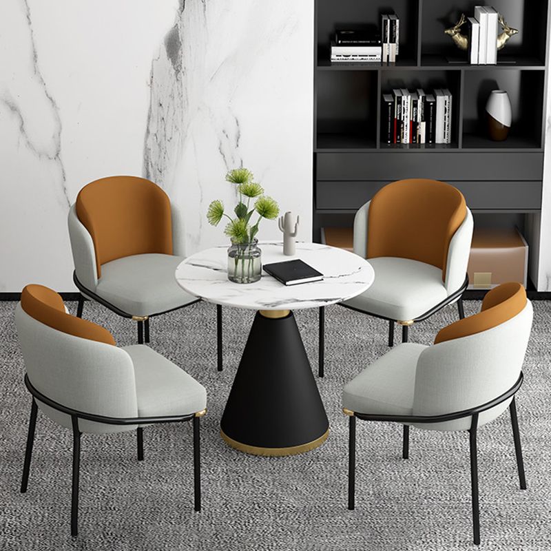Modern Style Sintered Stone Dining Table Set Round 1/2/5 Pieces Dining Set for Home Use Clearhalo 'Dining Room Sets' 'Dining Tables & Seating' 'dining_room_set' 'furn' 'furn_dining_room_set' 'Furniture' 'Kitchen & Dining Furniture' 1200x1200_c1b2088a-9752-4560-ad98-cc2a73908727