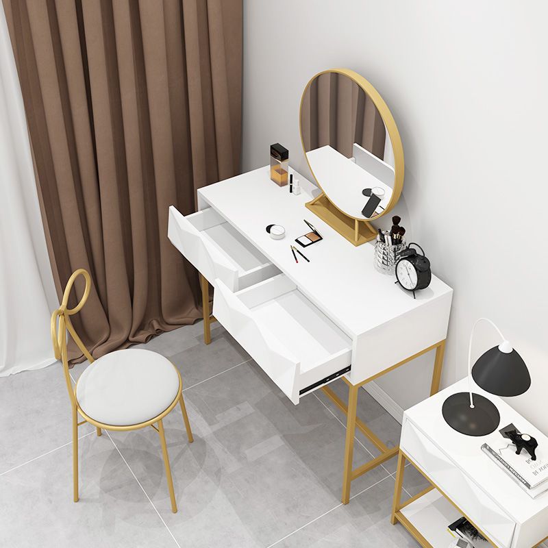 Glam 2-drawer Wooden Vanity Table 29.52" H Dressing Table in White