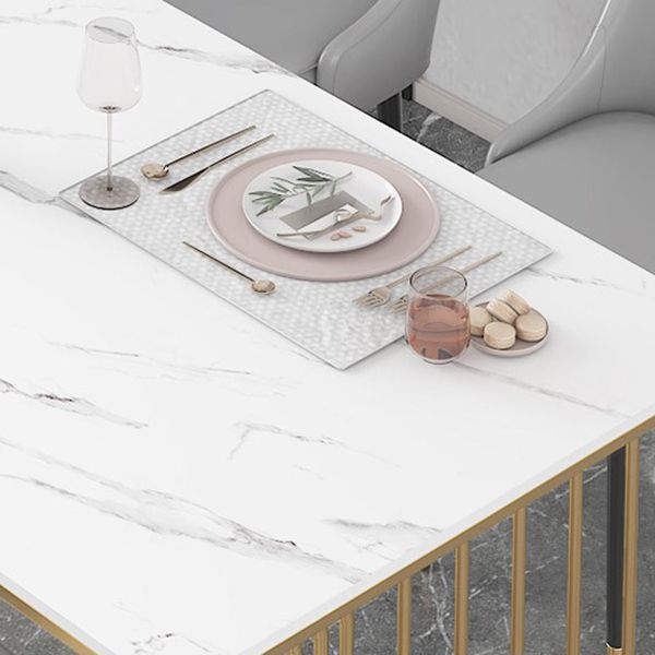 Glam Iron Dining Table Set 1/2/5/7 Pieces Dinette Set with Rectangle Sintered Stone Top Clearhalo 'Dining Room Sets' 'Dining Tables & Seating' 'dining_room_set' 'furn' 'furn_dining_room_set' 'Furniture' 'Kitchen & Dining Furniture' 1200x1200_c1b46899-bb2c-4136-9305-b7960958a344