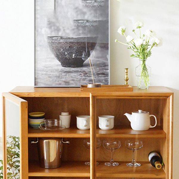 Modern Pine Wood Credenza Glass Doors Cabinets Dining Server for Living Room Clearhalo 'buffet_sideboard' 'Buffets & Sideboards' 'furn' 'furn_buffet_sideboard' 'Furniture' 'furniture_buffet_sideboard' 'Kitchen & Dining Furniture' 1200x1200_c1b4862f-05b7-4af8-a535-cb9772795a6e