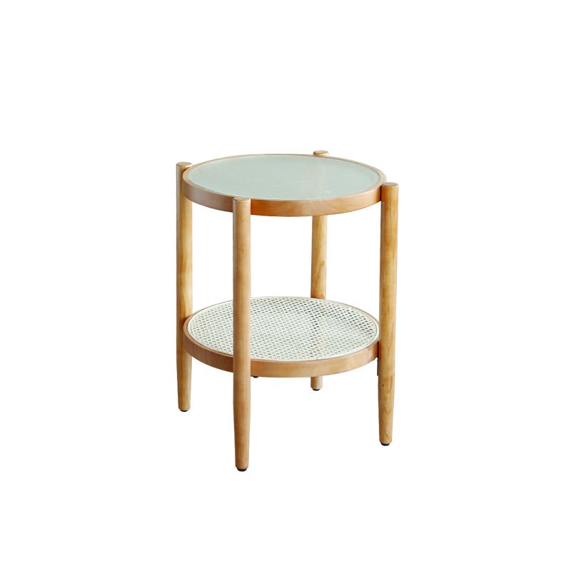 North European Wood/Glass Top Coffee Table Natural Round Cocktail Table Clearhalo 'Coffee & Accent Tables' 'Coffee Tables' 'coffee_tables' 'furn' 'furn_coffee_tables' 'Furniture' 'Living Room Furniture' 1200x1200_c1b5d8b4-efe8-4f1b-b888-f6461128ca22