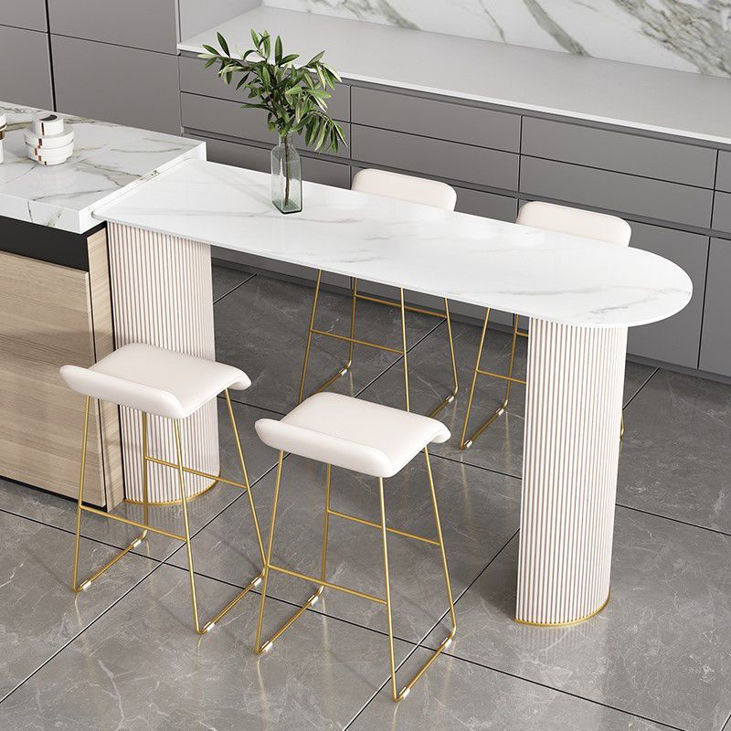 Industrial Free Form Bar Height Table Stone and Iron Bar Table with Double Pedestal Clearhalo 'Bar Furniture' 'Bar Tables' 'bar_tables' 'furn' 'furn_bar_tables' 'Furniture' 'Kitchen & Dining Furniture' 1200x1200_c1b71a52-c058-47b7-8c9b-e2e82a8ed680