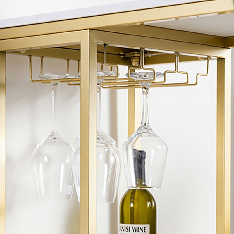 Glam White Stone Bar Dining Table Gold Double Pedestal Bistro Table with Shelve Clearhalo 'Bar Furniture' 'Bar Tables' 'bar_tables' 'furn' 'furn_bar_tables' 'Furniture' 'furniture_bar_tables' 'Kitchen & Dining Furniture' 'kitchen&dining_furn' 'kitchen' 1200x1200_c1b74711-bb6e-4d1d-8b74-7e4401a9945a