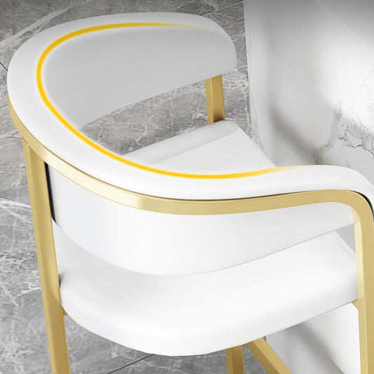 Sgabello da bar in ferro con banco di braccioli glam con cuscino e pedale in pelle