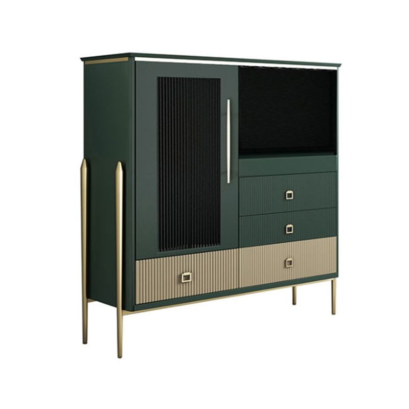 Solid Wood China Cabinet Modern Glass Doors Dining Hutch with Drawers