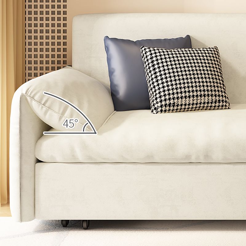 Faux Leather Sofa Bed Convertible with Storage Sofa in Beige