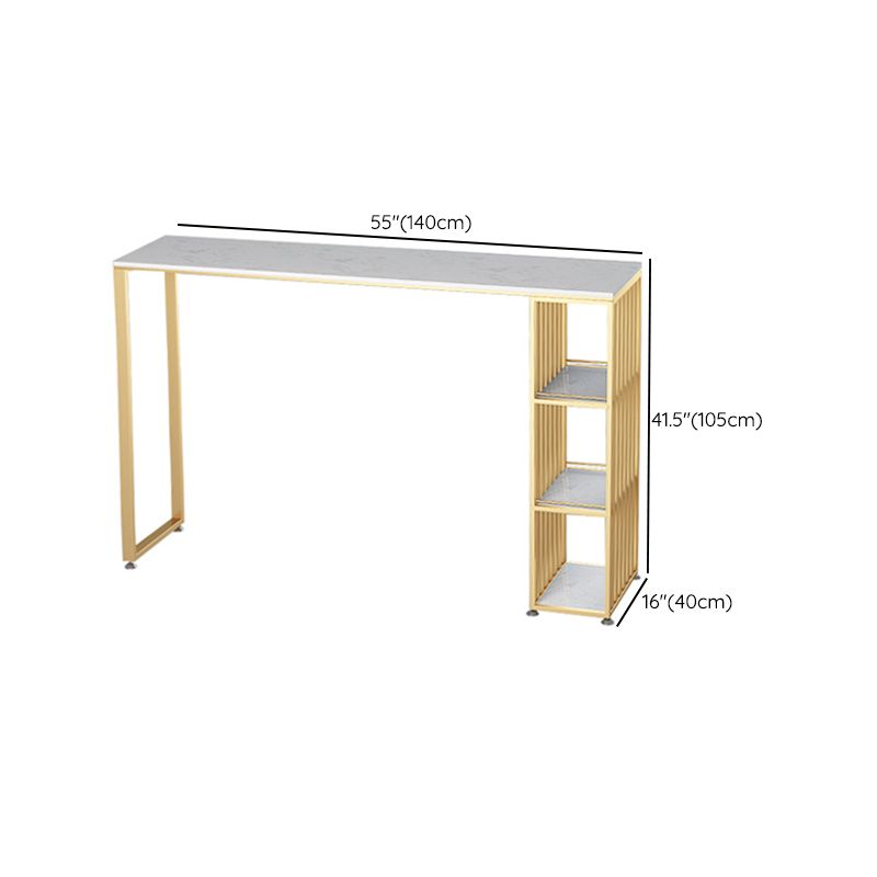 Modern Bar-height Table FauxMarble Top Bistro Bar Table with 3 Shelve Clearhalo 'Bar Furniture' 'Bar Tables' 'bar_tables' 'furn' 'furn_bar_tables' 'Furniture' 'Kitchen & Dining Furniture' 1200x1200_c1bb2590-65c3-4d7d-93ad-0060bc607517