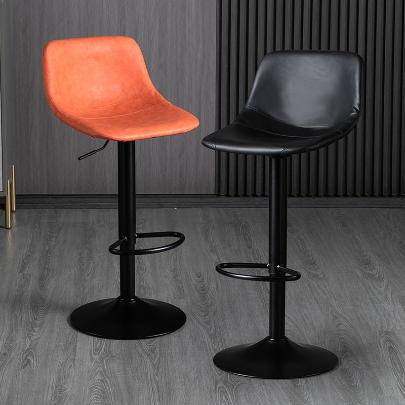 Contemporary Metal Barstool Faux Leather Footrest Stool Adjustable in Matte Finish Clearhalo 'Bar Furniture' 'Bar Stools' 'bar_stools' 'furn' 'furn_bar_stools' 'Furniture' 'Kitchen & Dining Furniture' 1200x1200_c1bb35de-cf4b-4068-b20a-64be76809ecf
