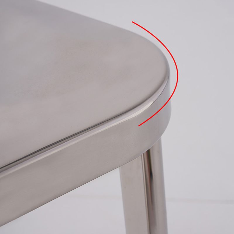 Silver Industrial Dining Chairs Stainless Steel Armless Dining Side Chair
