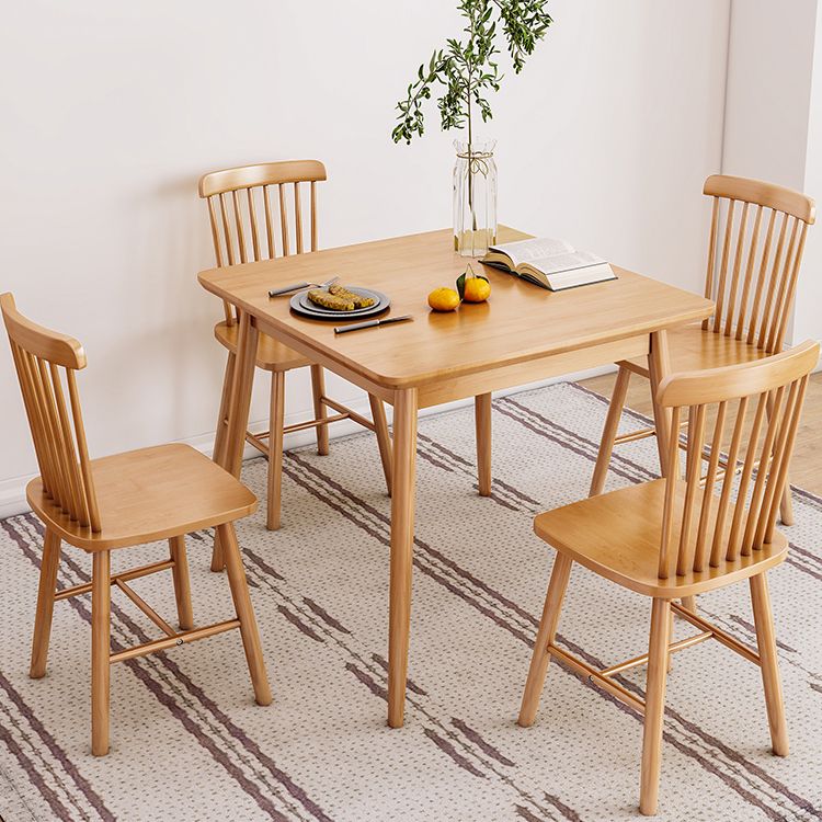 Modern Square Natural Rubberwood Space Saving Dining Table with 4 Legs Clearhalo 'Dining Tables & Seating' 'Dining Tables' 'dining_table' 'furn' 'furn_dining_table' 'Furniture' 'Kitchen & Dining Furniture' 1200x1200_c1be343e-3705-4ea0-a039-19be870133bd