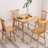 Modern Square Natural Rubberwood Space Saving Dining Table with 4 Legs Clearhalo 'Dining Tables & Seating' 'Dining Tables' 'dining_table' 'furn' 'furn_dining_table' 'Furniture' 'Kitchen & Dining Furniture' 1200x1200_c1be343e-3705-4ea0-a039-19be870133bd