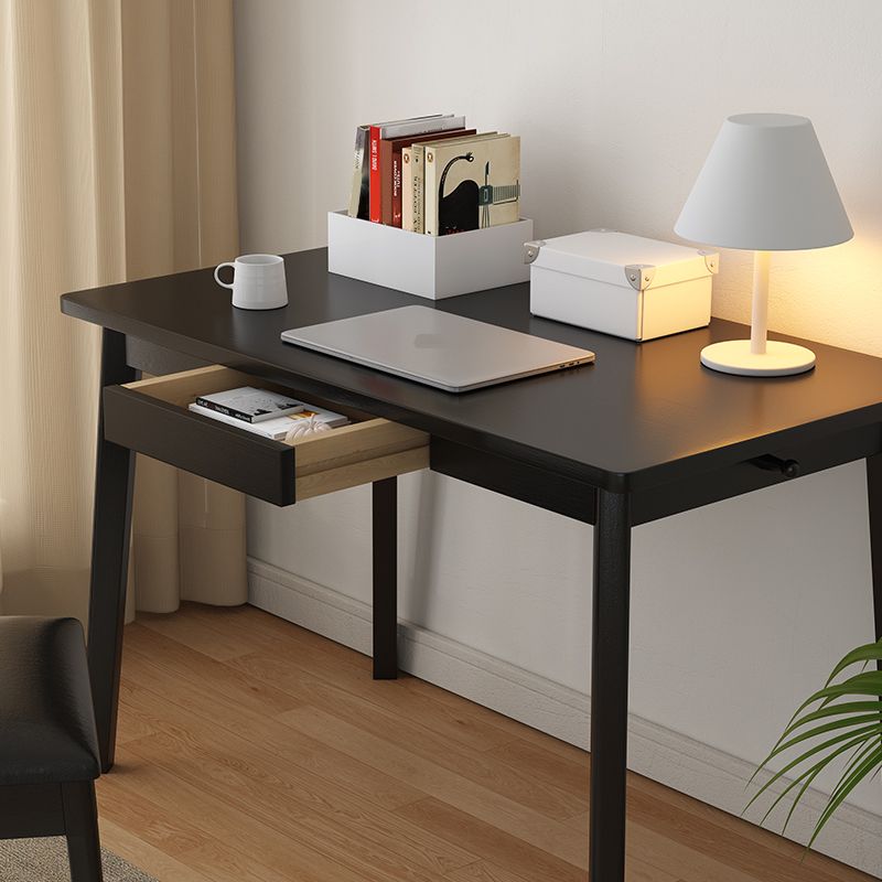 Bureau d'écriture industriel en bois massif bourse rectangulaire avec 3 tiroirs