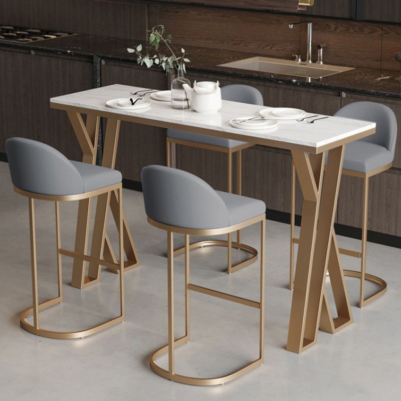 Glam Bar Table Set 1/2/5 Pieces Rectangle Bar Table with Metal High Stools for Kitchen Clearhalo 'Bar Furniture' 'furn' 'furn_home_bar_bar_sets' 'Furniture' 'Home Bars & Bar Sets' 'home_bar_bar_sets' 'Kitchen & Dining Furniture' 1200x1200_c1c1b8e5-d566-4053-bf24-f76dad9f5816