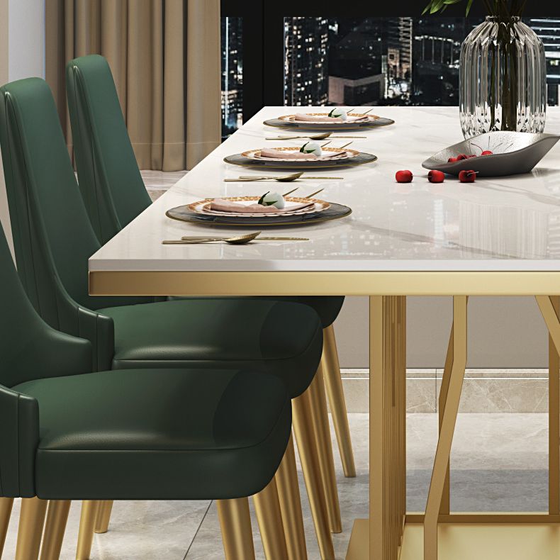 Glam Sintered Stone Top White Dining Table Rectangle Standard Dining Table with Pedestal Base Clearhalo ' dining_table' 'Dining Tables & Seating' 'Dining Tables' 'furn' 'furn_dining_table' 'Furniture' 'furniture_dining_table' 'Kitchen & Dining Furniture' 'kitchen&dining_furn' 'kitchen' 'kitchen_dining_table' 1200x1200_c1c225cc-dd58-473f-8971-b95037ab7c19