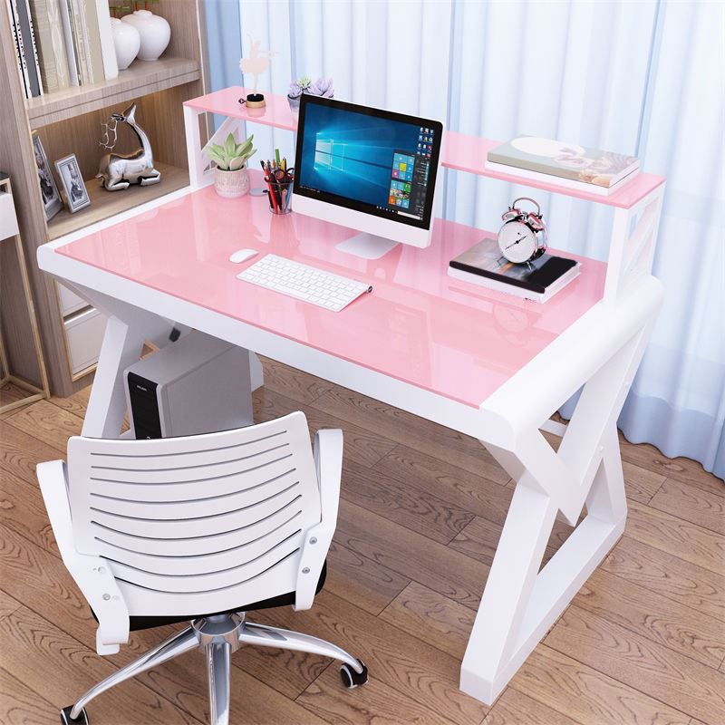 Glazen en metalen computerbureau Sled Moderne rechthoekige kantoorbureau, 23,6 "breed