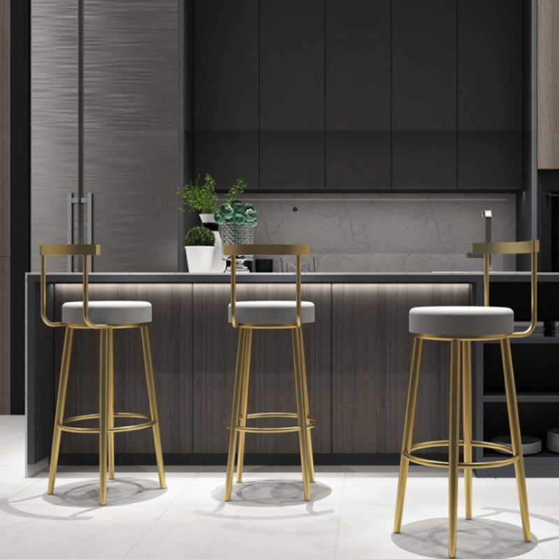 Glam Armless Backrest Counter Stool Iron Bar Stool with Cushion and Pedal for Cafe Clearhalo 'Bar Furniture' 'Bar Stools' 'bar_stools' 'furn' 'furn_bar_stools' 'Furniture' 'Kitchen & Dining Furniture' 1200x1200_c1c3373e-6ca7-4b3c-a281-63e5f9abee4d