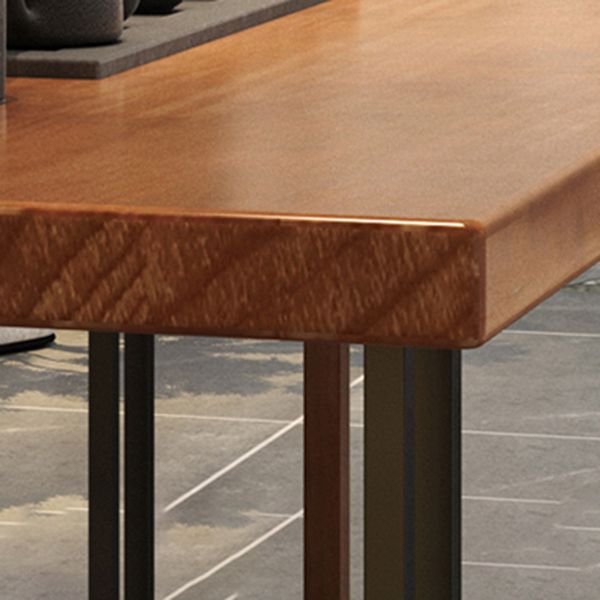 Metal Industrial Rectangle Dining Table Wood Top Table with Trestle Base Clearhalo ' dining_table' 'Dining Tables & Seating' 'Dining Tables' 'furn' 'furn_dining_table' 'Furniture' 'furniture_dining_table' 'Kitchen & Dining Furniture' 'kitchen&dining_furn' 'kitchen' 'kitchen_dining_table' 1200x1200_c1c664f7-d4a3-413d-9706-e7363782518a