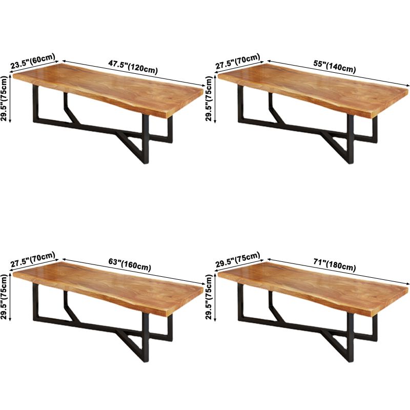 Industrial Rectangle Dining Table Pine Solid Wood Table with Black Trestle Base for Dining Room Clearhalo ' dining_table' 'Dining Tables & Seating' 'Dining Tables' 'furn' 'furn_dining_table' 'Furniture' 'furniture_dining_table' 'Kitchen & Dining Furniture' 'kitchen&dining_furn' 'kitchen' 'kitchen_dining_table' 1200x1200_c1ca6a70-0850-43d8-96f3-ce511d5c4327
