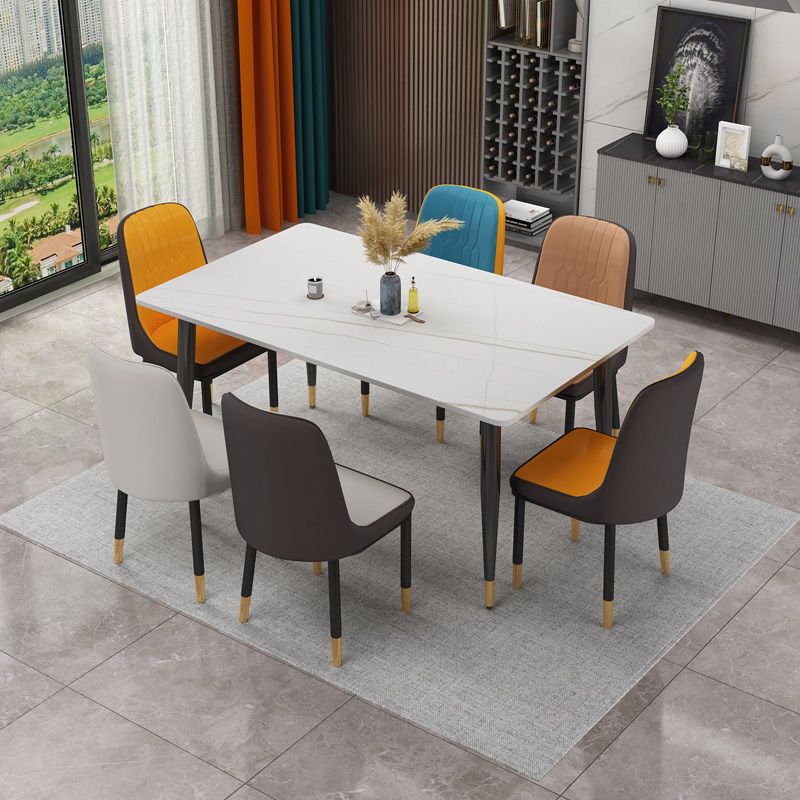 Rectangle Traditional Luxury Dining Table Sintered Stone Table with 4 Black Legs Clearhalo ' dining_table' 'Dining Tables & Seating' 'Dining Tables' 'furn' 'furn_dining_table' 'Furniture' 'furniture_dining_table' 'Kitchen & Dining Furniture' 'kitchen&dining_furn' 'kitchen' 'kitchen_dining_table' 1200x1200_c1cc4e3e-37f1-4647-bc66-134fc3d5ce2b