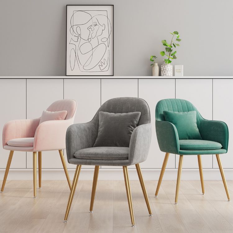 Nordic Style Metal Chair Solid Back Kitchen Dining Arm Chair for Dinning Room