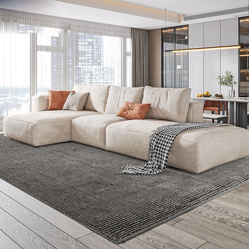 Modern Faux Leather Living Room Sectional Cream Square Arm Cushion Back Sofa Clearhalo 'furn' 'furn_sectionals' 'Furniture' 'furniture_sectionals' 'kitchen' 'kitchen_sectionals' 'Living Room Furniture' 'Sectionals' 1200x1200_c1cd33a5-c113-4eb1-b1af-6a5e9695131c