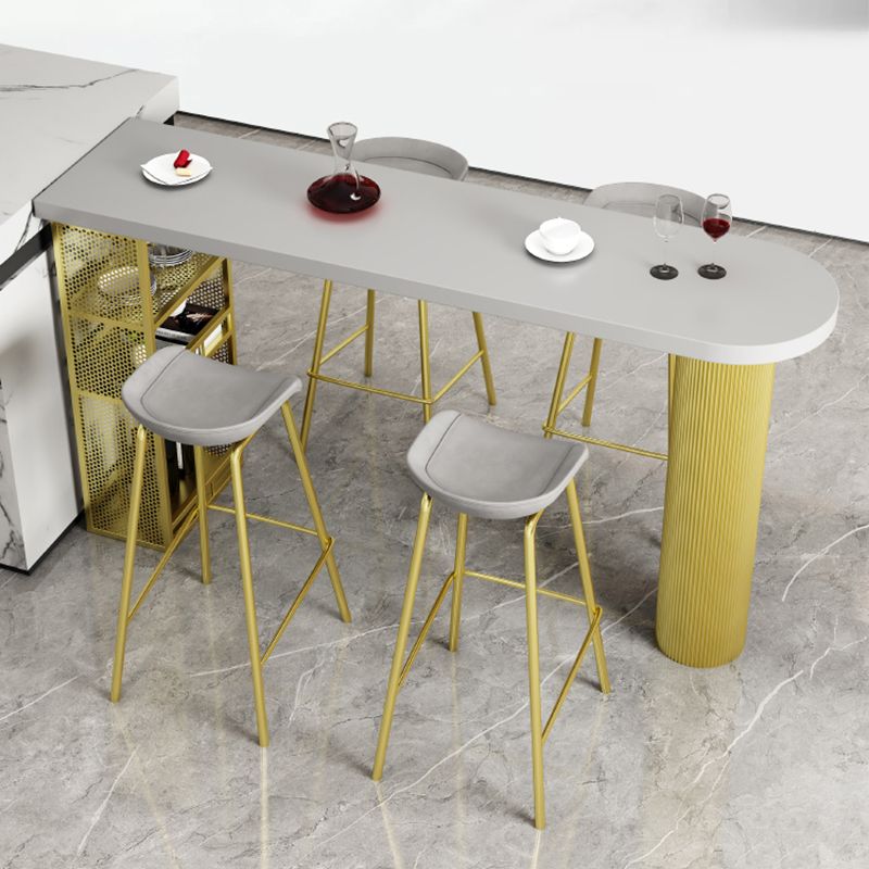 Specialty Wooden Bar Table 3-shelf Bar Height Pub Table with Metal Pedestal Clearhalo 'Bar Furniture' 'Bar Tables' 'bar_tables' 'furn' 'furn_bar_tables' 'Furniture' 'Kitchen & Dining Furniture' 1200x1200_c1cdb753-c671-4251-81d8-08fb6a949db8