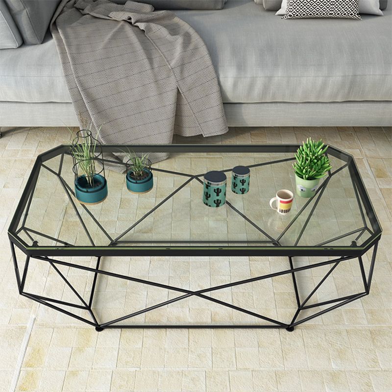 Contemporary Glass Cocktail Table Frame Coffee Table for Dining Room Clearhalo 'Coffee & Accent Tables' 'Coffee Tables' 'coffee_tables' 'furn' 'furn_coffee_tables' 'Furniture' 'furniture_coffee_tables' 'Living Room Furniture' 1200x1200_c1ce82c0-6062-42bf-9983-b1091491de2f