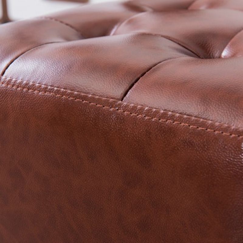 Water Resistant Round Standard Modern Solid Color Leather Pouf